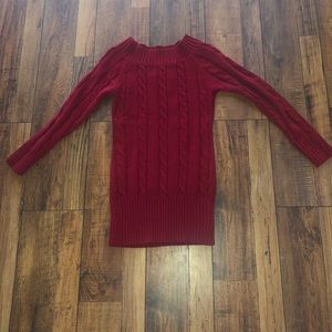 Red cable knit sweater